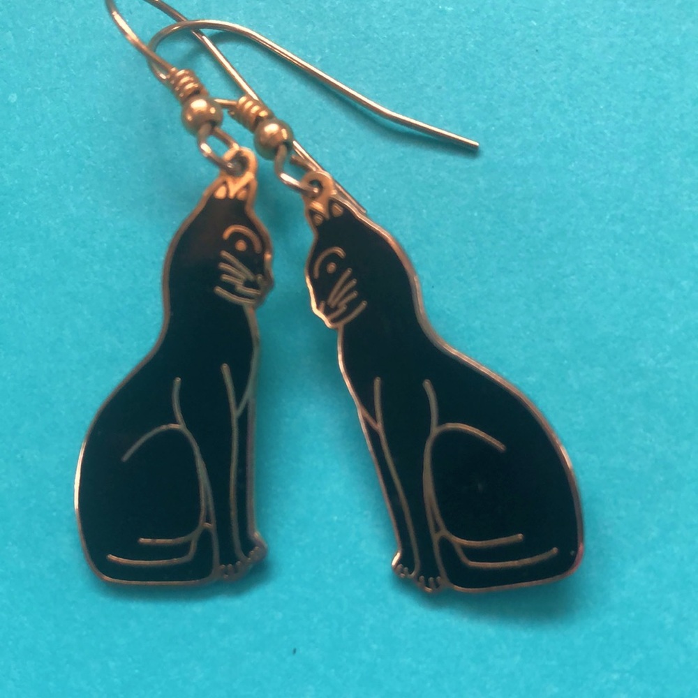 Vintage Black Cat Earrings - Picture 1 of 3